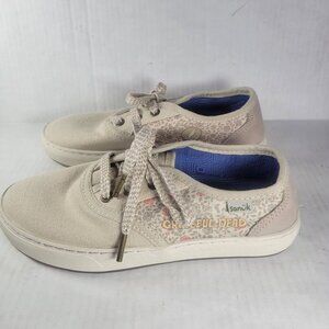 Sanuk Grateful Dead Womens Canvas Shoes Beige W/ Pink & Blue Accents Size 6